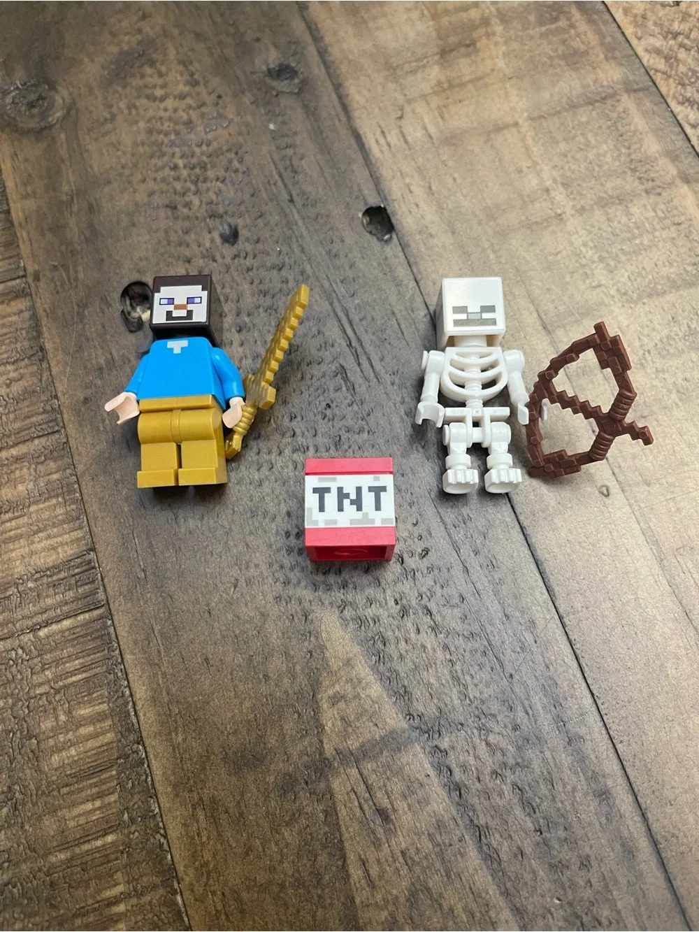 LEGO Minecraft Minifigure Lot: Steve with Gold Armor & Skeleton Archer